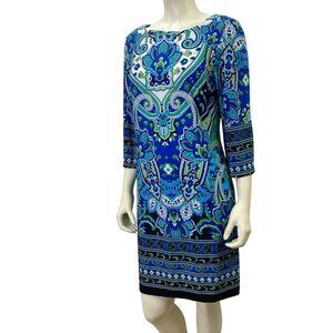 Madison Leigh Womens Blue & Green Paisley Print Dress Size 10